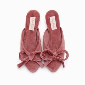 Olivia Morris At Home Daphne Rose Velvet Slippers Size 41/ Us 10 Msrp 370$